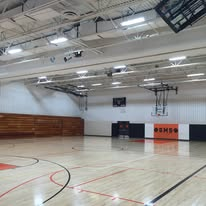 Gymnasium LED lighting installation by Black Electric Inc